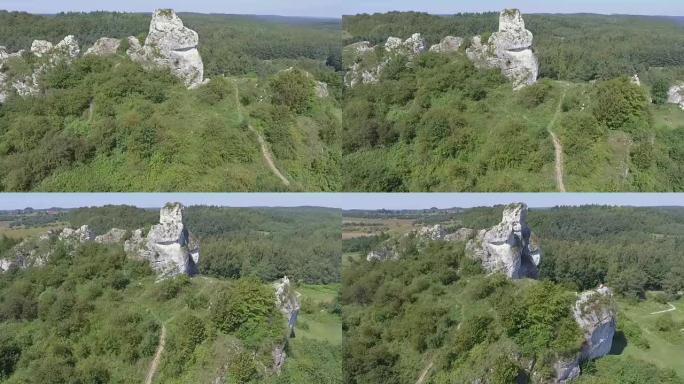 汝拉克拉科夫斯科-琴斯托科夫斯卡的石灰岩。波兰。从上方观看。