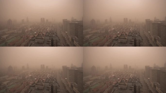 济南市中区高视角延时沙尘暴