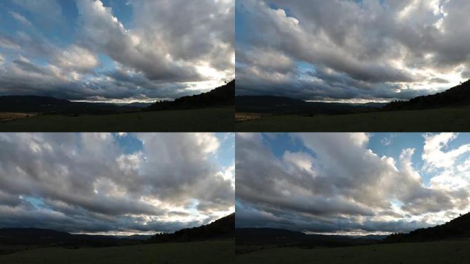 法国科比雷斯 (Corbieres) 的景观，云层移动