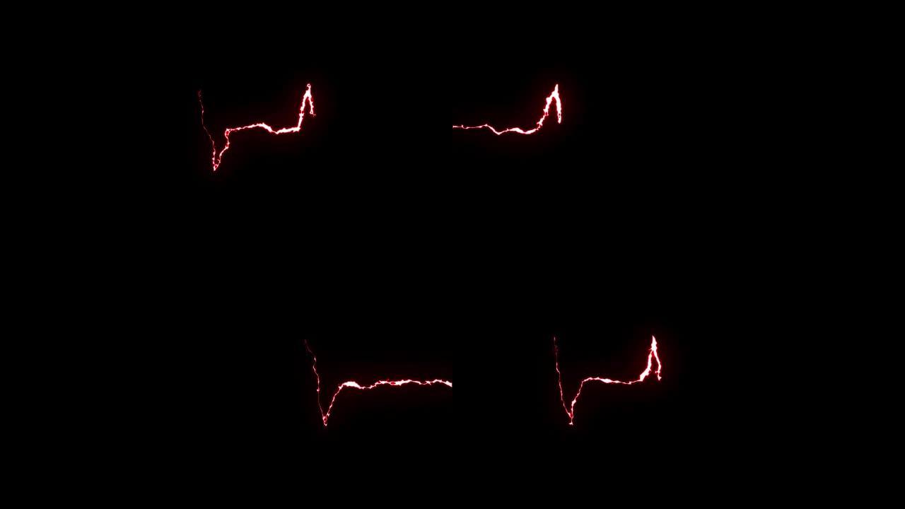 红色闪电心脏脉冲无缝循环动画背景新质量独特自然光效果视频素材