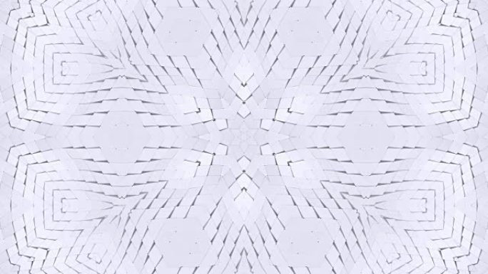 低聚几何抽象背景作为移动的彩色玻璃或万花筒效果在4k。循环3d动画，流行低聚风格的无缝镜头。白色v8