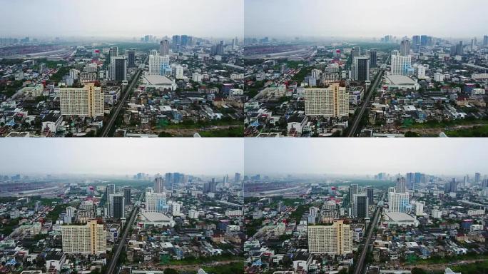 大城市摩天大楼的俯视图。泰国亚洲城市的城市景观。泰国现代城市的俯视图