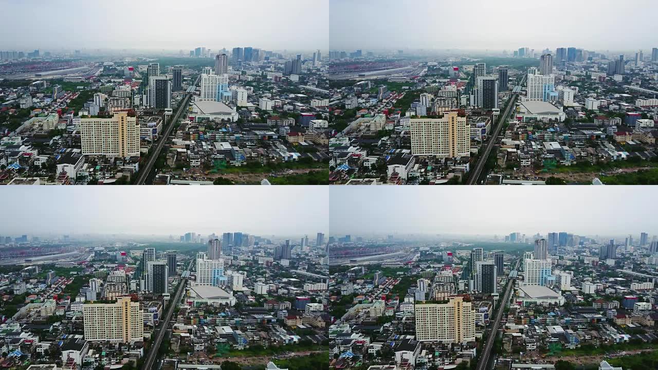 大城市摩天大楼的俯视图。泰国亚洲城市的城市景观。泰国现代城市的俯视图