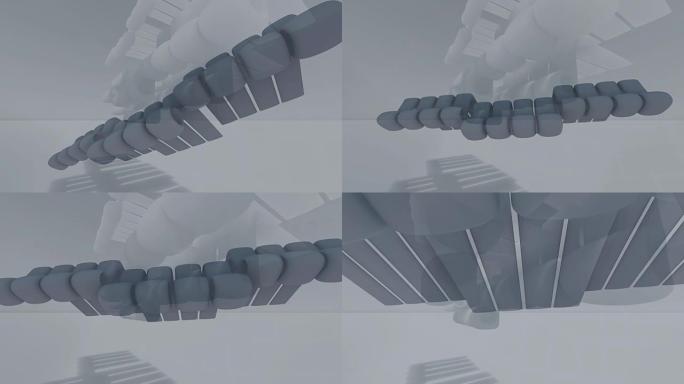 抽象架构。有机建筑的概念。3d动画和渲染
