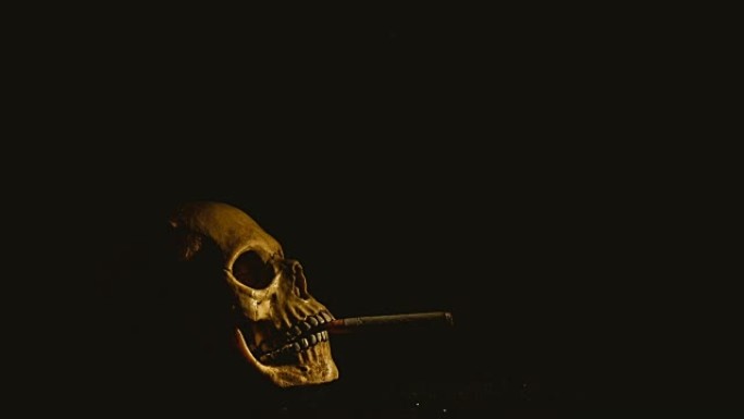 人类头骨抽烟