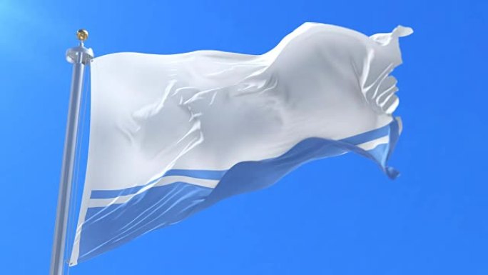 阿尔泰共和国国旗在蓝天下挥舞，循环