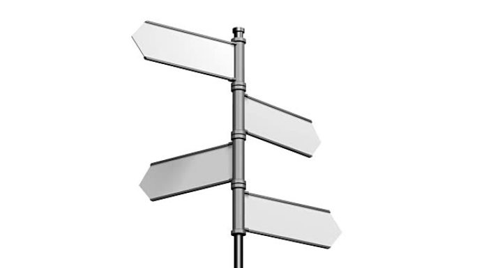 3D signpost with four arrows