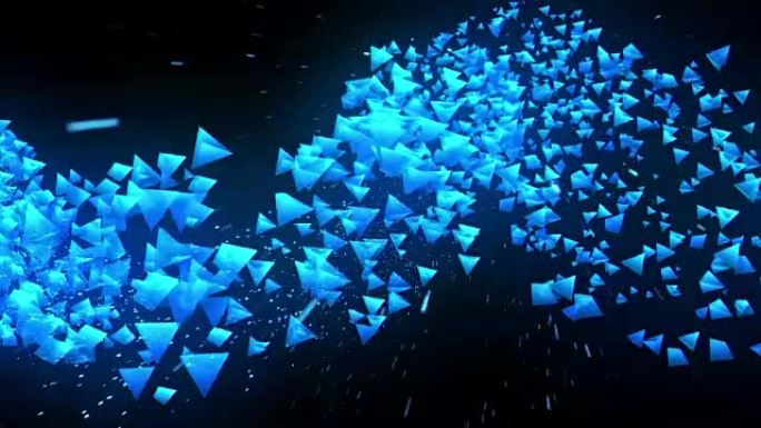 全球商业网络，黑色背景上的蓝色金字塔，闪光动画，