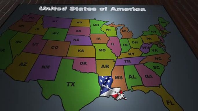 路易斯安那州从美国各州缩略语地图中抽出