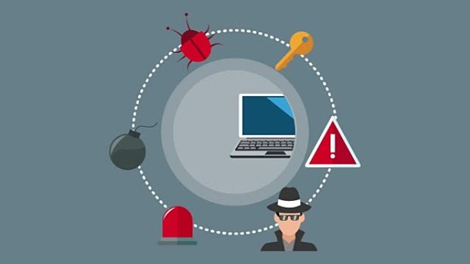 安全系统和黑客图标高清动画