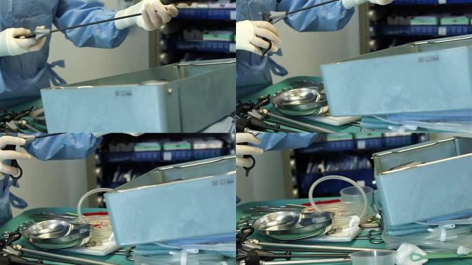 手术器械的准备-医生术前摩擦夹子