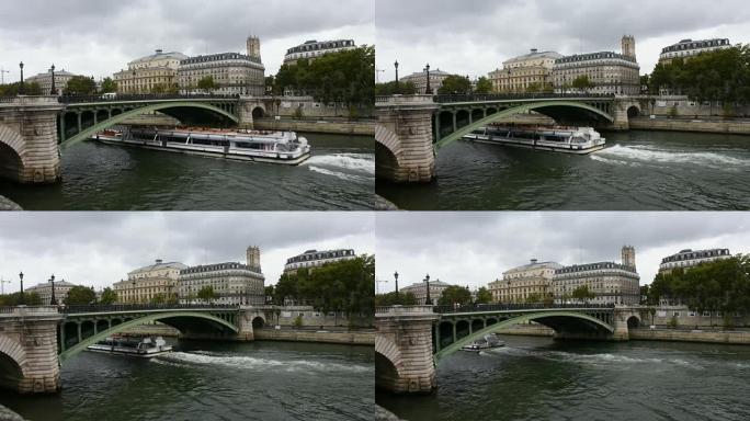 游船航行带旅客游览和游览巴黎老城