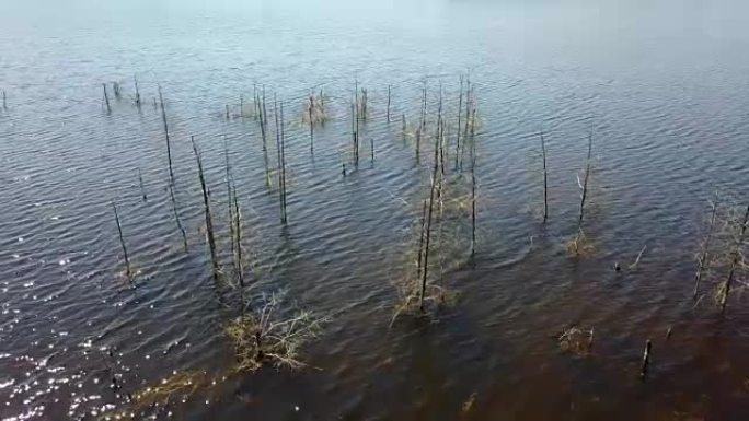 索里西湖空中无人机俯视图4k超高清视频拉脱维亚