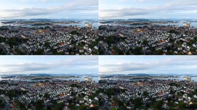 空中: 挪威斯塔万格的城市景观