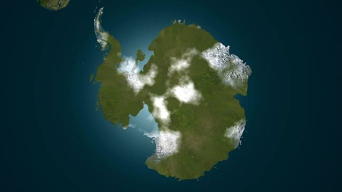全球冷却-绿色南极洲冻结，4k动画。