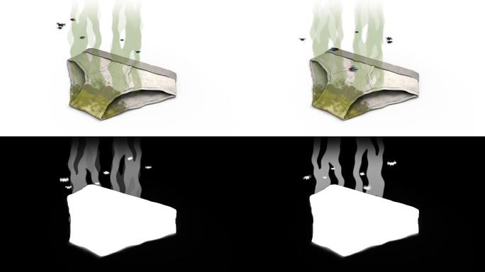 肮脏的臭内裤。卡通风格的3D动画。阿尔法通道，可循环。