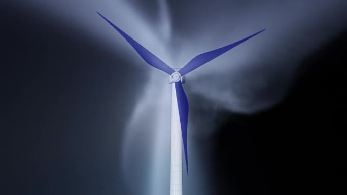 风力涡轮机周围气流的3D动画 (模拟)