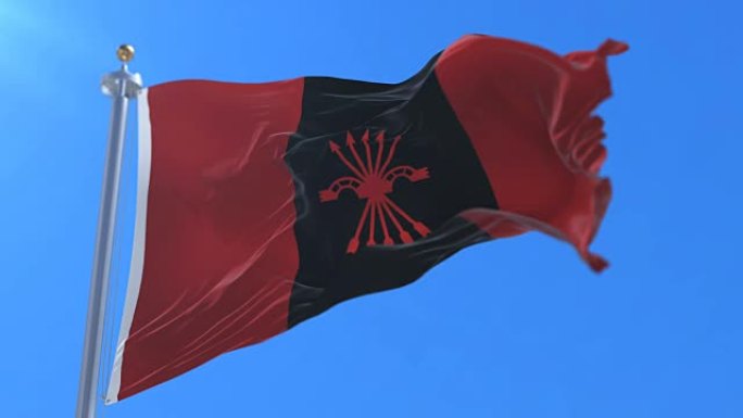 旗帜在蓝天上移动的西班牙党弗兰热Española德拉琼斯，循环