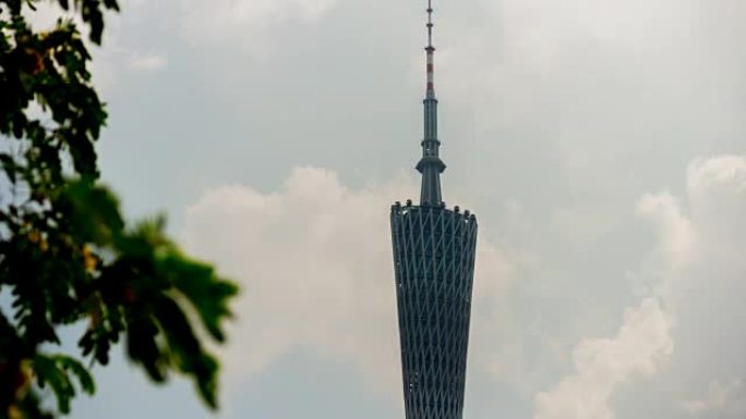 太阳光日古纳州城市著名的广州塔顶4k延时中国