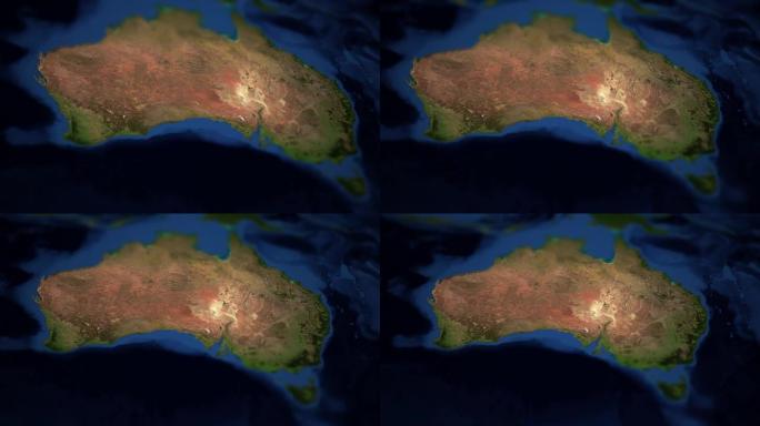 相机在带有指示器的澳大利亚地图上平移-澳大利亚