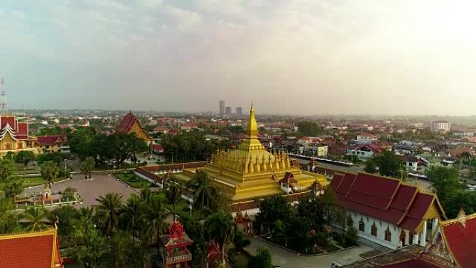 老挝人民民主共和国万象Wat Phra Wat lang无人机拍摄的4k视频鸟瞰图。