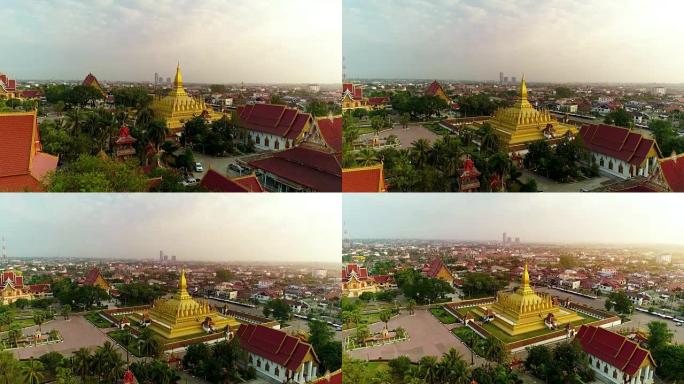 老挝人民民主共和国万象Wat Phra Wat lang无人机拍摄的4k视频鸟瞰图。