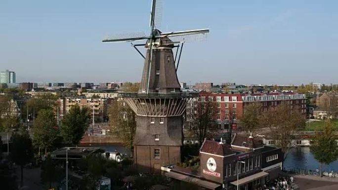 阿姆斯特丹荷兰风车Grachten航拍