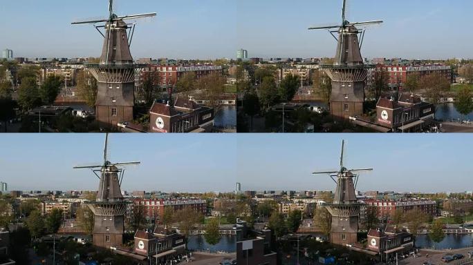 阿姆斯特丹荷兰风车Grachten航拍
