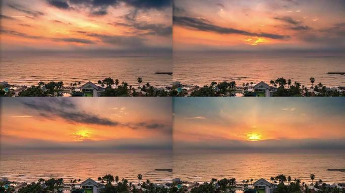 酒店度假村的海景早晨日出。