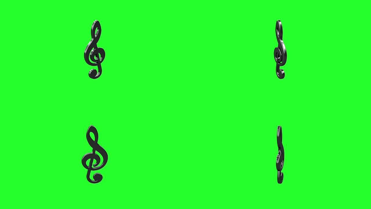 音乐背景与音乐键渲染3D在绿色背景