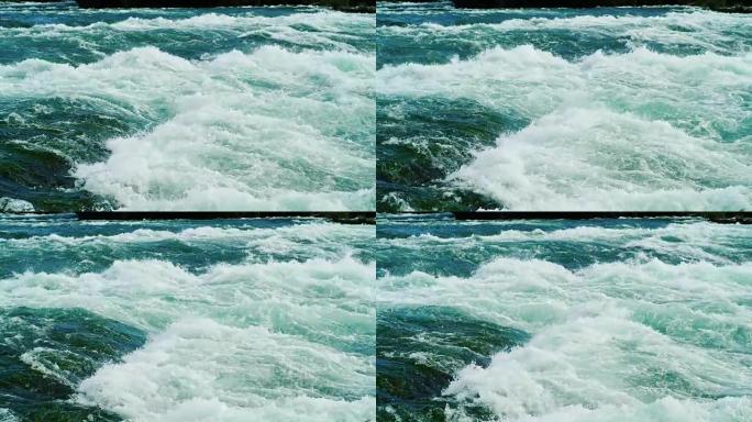 美国尼亚加拉河的暴风雨水。慢动作180 fps视频