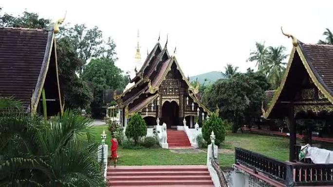 泰国Mae Chaem Chiangmai的Wat Buddha-En寺鸟瞰图。