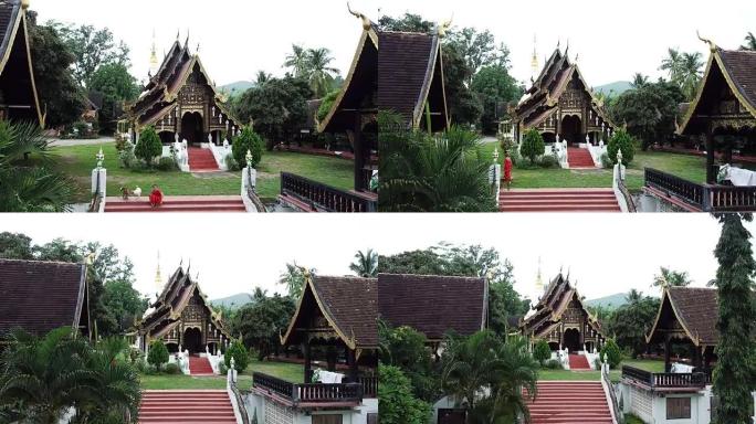 泰国Mae Chaem Chiangmai的Wat Buddha-En寺鸟瞰图。