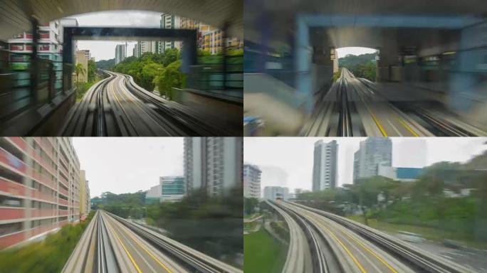 新加坡轻地铁穿越轨道的延时视图