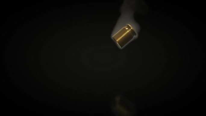 冒烟的弹壳落在黑色背景上的动画