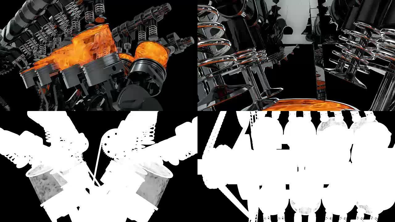 V8引擎动画-具有不同的相机角度
