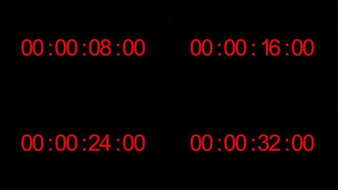 时间码。黑色背景上的数字