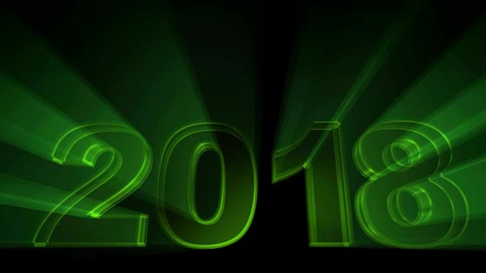 高品质2018设置新年动画。(红色、绿色、蓝色)