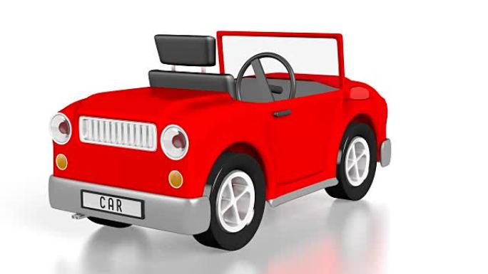 白色背景上的3D红色玩具车