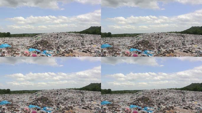 塑料垃圾山垃圾场空镜视频素材