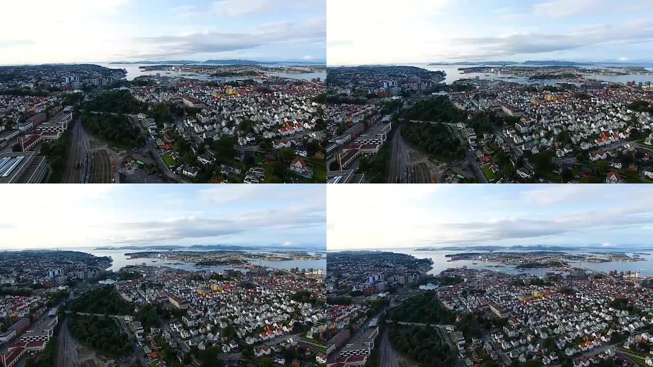 空中: 挪威斯塔万格的城市景观