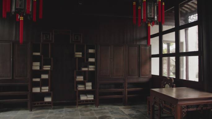 苏州园林屋檐室内书房院墙中式建筑意境唯美