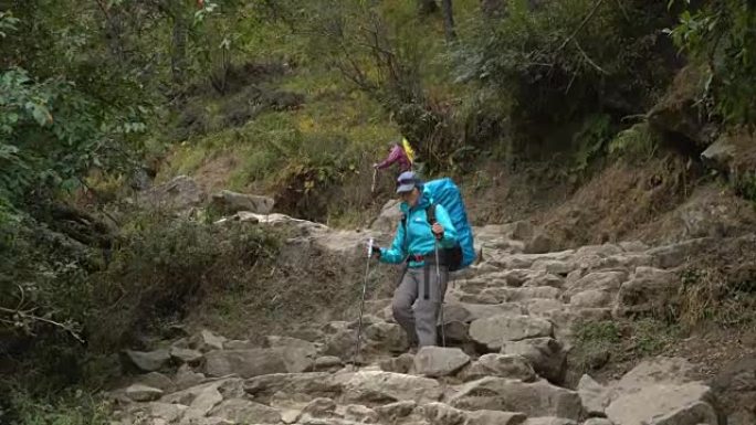 喜马拉雅山脉的女孩游客