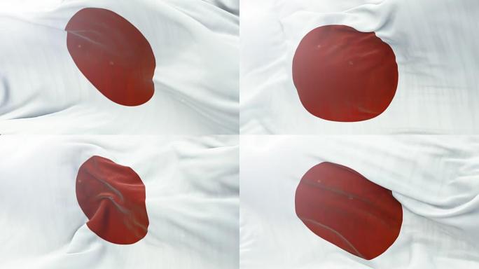 日本国旗缓缓飘扬的背景。4k近距离展示旗帜。无缝循环