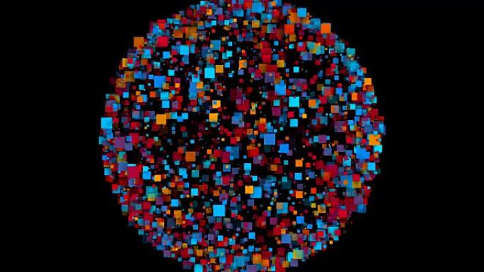 彩色正方形形成的球体的抽象背景
