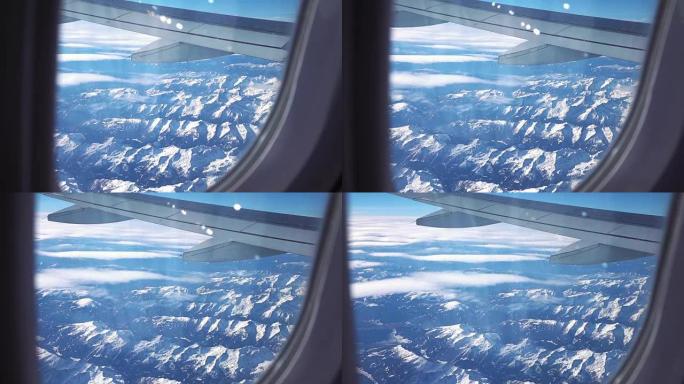 真实慢动作中的飞机窗和阿尔卑斯山视频
