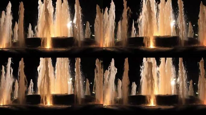 喷泉水流上的折射光