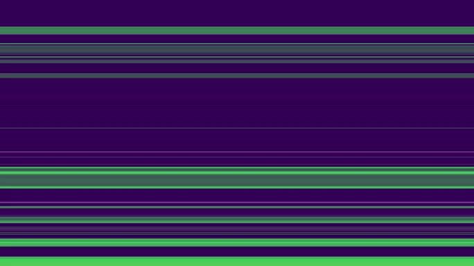 紫色背景上绿色的水平运动线条的抽象视频