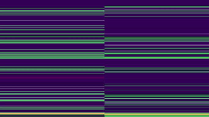 紫色背景上绿色的水平运动线条的抽象视频