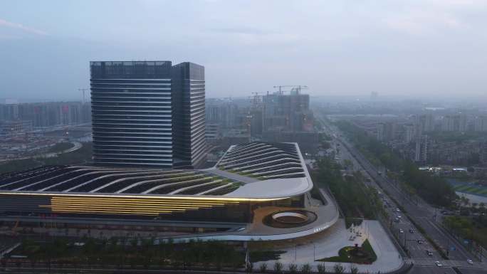 4k原素材-上海临港中心唯美航拍